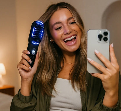 Luvanos curly PRO - Brosse lissante et chauffante portable