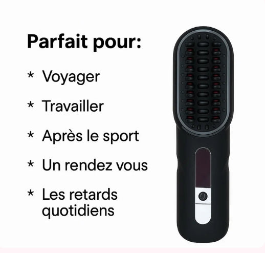 Luvanos curly PRO - Brosse lissante et chauffante portable