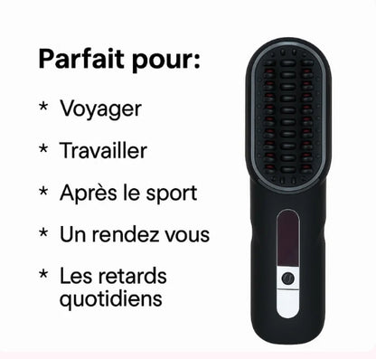 Luvanos curly PRO - Brosse lissante et chauffante portable