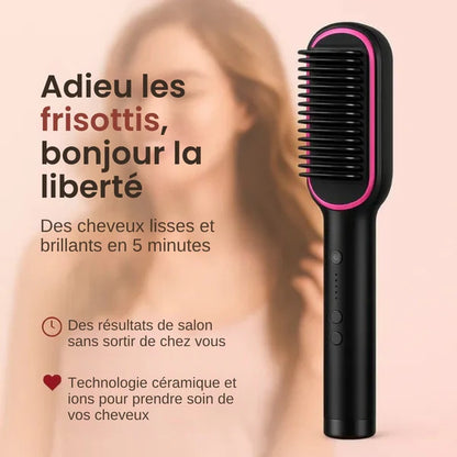 Luvanos curly PRO - Brosse lissante et chauffante portable